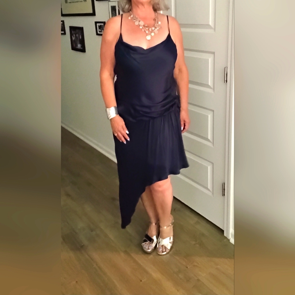 Blue Satin size 12 Dress Anthropologie Dress